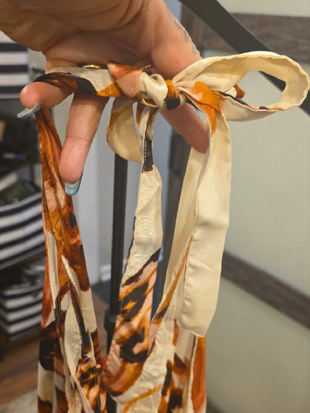Free People Cream Halter Dress with Brown and Orange Floral Print - Picture 6 of 8